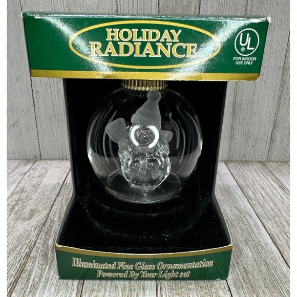 Vtg Holiday Radiance Illuminated Fine Glass Snowman Ornament Connects Light Set - Picture 1 of 8